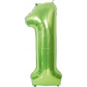 Balónek Fóliový balónek ČÍSLICE 1 ZELENÝ VELKÝ 100 CM NA HELIUM NAROZENINY