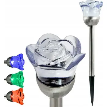 Venkovní osvětlení Solární LED zahradní lampa Růže, zapichovací, studená bílá + RGB, IP44