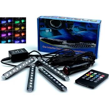 Osvětlení interiéru vozidel 4x RGB LED OSVĚTLENÍ INTERIÉRU KABINY, 36 LED + DÁLKOVÉ OVLÁDÁNÍ