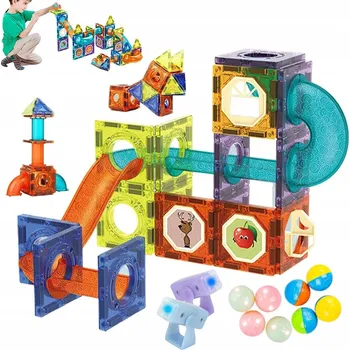 ostatní stavebnice KLOCKI MAGNETYCZNE STAVEBNICE SVÍTÍCÍ DRÁHA VZDĚLÁVACÍ SKLÁDAČKA 75 dílků