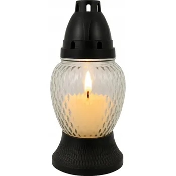 Svíčka Hřbitovní Svíčka skleněná černo-bílá 17,5 cm na hrob s náplní