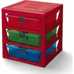 LEGO organizér se třemi zásuvkami - červená