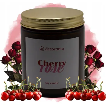 Svíčka Sójová vonná svíčka VIŠEŇ & RŮŽE 180 ml Přírodní svíčka Decoranto