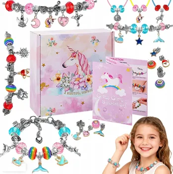 kreativní sada SADA NA VÝROBU NÁRAMKŮ CHARMS KREATIVNÍ PŘÍVĚSKY KORÁLKY VELKÁ DIY