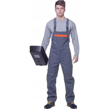 montérky Pracovní kalhoty s laclem z nehořlavé tkaniny šedé, L