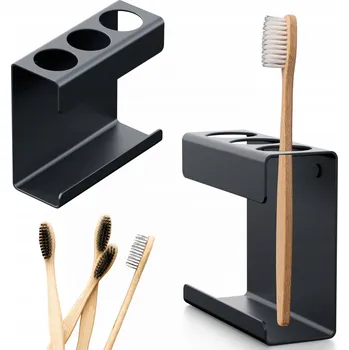 Držák na kartáček DRŽÁK NA KARTÁČKY ZÁVĚSNÝ ORGANIZÉR DO KOUPELNY NA ZEĎ ČERNÝ KOVOVÝ