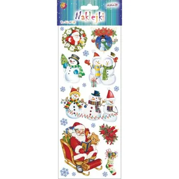 Vánoční dekorace Nálepky Vánoční 16ks 12x30cm,Sněhulák/Santa
