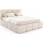 FDM Čalouněná postel DELICATO 160x200 cm s úložným prostorem a roštem - CLEO krémová