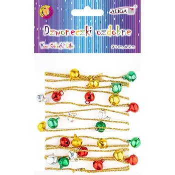 Rolničky MIX barev na zlatém provázku