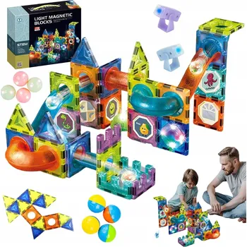 ostatní stavebnice Magnetické Stavebnice Doris kuličková dráha svítící 75 dílků