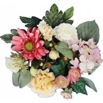 Vánoční dekorace Věnec Kompozice s Růžemi, Hortenziemi a Gerberou Ozdoba Na Svíčku 25 cm