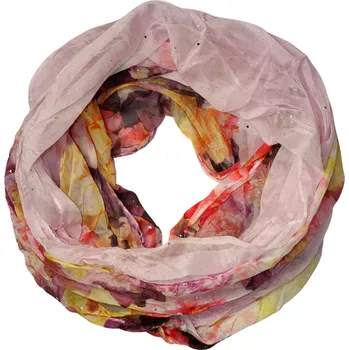 Šála Květinová šála do kruhu - Dotek jara se třpytkami světle fialová