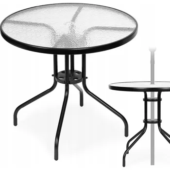 Zahradní stůl Zahradní stolek Modern Home kovový kulatý černý 80 cm 71 cm