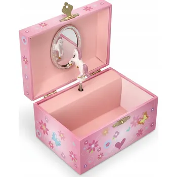 Šperkovnice SZKATUŁKA Z JEDNOROŻCEM RÓŻOWE KRABIČKA NA ŠPERKY DŘEVĚNÁ HRACÍ SKŘÍŇKA