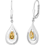 Luxusní stříbrné náušnice s pravým Citrínem a Brilliance Zirconia