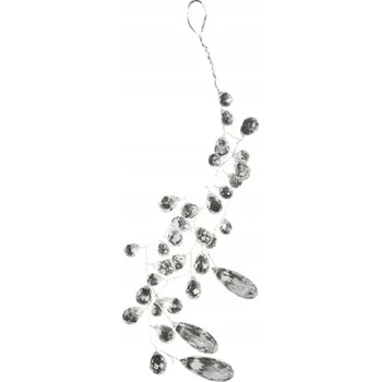 Vánoční dekorace Dekorativní girlanda s křišťály, trojitá větvička k zavěšení, 25 cm - DEKORACE