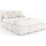 FDM Čalouněná postel DELICATO 160x200 cm s úložným prostorem a roštem - CLEO bílá