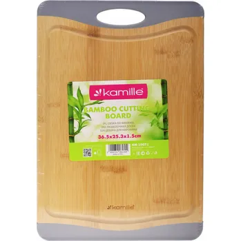 Kuchyňské prkénko Bambusové kuchyňské prkénko na krájení a servírování KAMILLE hnědá 36.5 cm