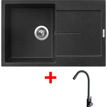 Granitový dřez Set Sinks ULTIMA 790 + baterie ELASTA černá matná Barva: Černá granitová, Označení: Granblack