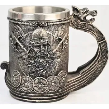 Sklenice EPICKÝ PIVNÍ SKLENICE ŽÍZNIVÝ HRNEK WIKING NEREZOVÁ OCEL 550 ML LARP RPG