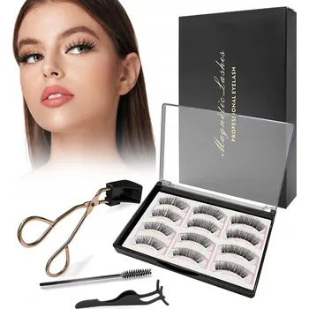Péče o řasy a obočí 12 KS MAGNETICKÝCH ŘAS S PINZETOU, KARTÁČKEM A NATÁČKOU - PŘIROZENÉ DLOUHÉ