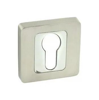 Dveřní kování Interiérová klika Domino Čtvercová rozeta Chrom/Nikl s otvorem PZ