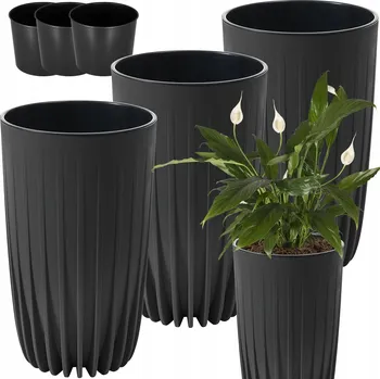 Květináč Plast Květináč černý Lamela 42 cm x 25 x 42 cm