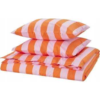 Povlečení IKEA SLANHOSTMAL Sada povlečení 200x200/50x60 cm proužky oranžová/růžová