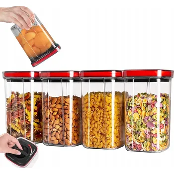 Dóza na potraviny PLASTOVÉ NÁDOBY NA POTRAVINY S KUCHYŇSKÝM VÍKEM SET 4 x 1200 Ml