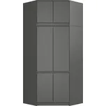 Rohová šatní skříň CLP 100 cm 6D grafitově šedá