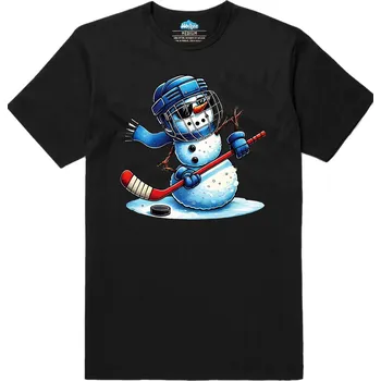 Pánské tričko Pánské tričko Sněhulák Brankář s Pukem (Velikost: S, Barva: Černá)