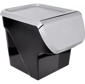 Úložný box Plastový box na ovoce a zeleninu s výklopným víkem 13 l, šedý