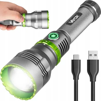 Svítilna LED TAKTICKÁ SVÍTILNA ZOOM NABÍJECÍ USB-C IPX7 1000lm LAMPA PRO VAYOX