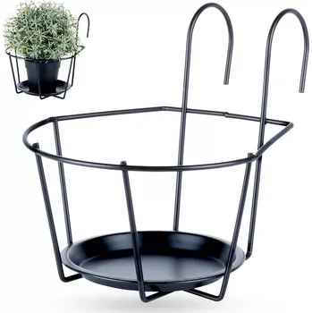Květináč Kovový balkonový držák na květináč – černý