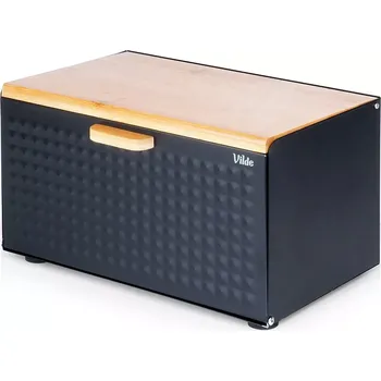 chlebník Chlebník z černého kovu a bambusu s dvojitým víkem 35,5 × 22 × 20,5 cm Vilde