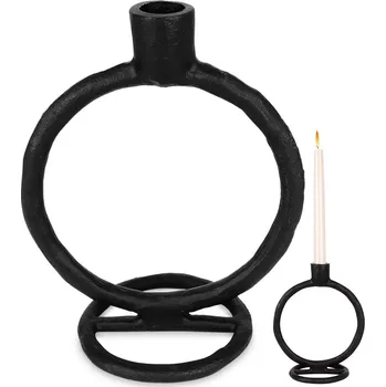 Svícen H&L Kovový svícen 19cm, černý