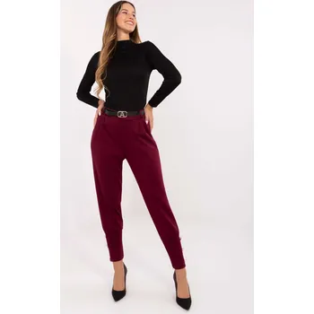 Vínové dámské viskózové elegantní tepláky s páskem IT-SP-21679.03-bordo Velikost: ONE SIZE