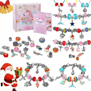 kreativní sada SADA KORÁLKŮ PRO DĚTI NA VÝROBU BIŽUTERIE NÁRAMKY DIY CHARMS + POUZDRO