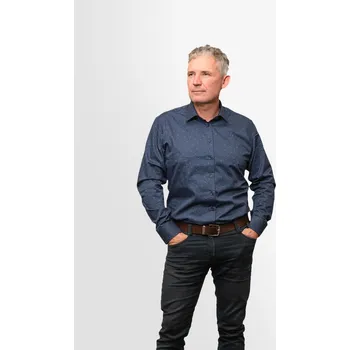 Pánská košile CityZen - PORTO Pánská košile slim tmavě modrá se vzorem 43
