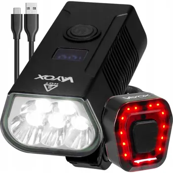 Cyklosvítilna PŘEDNÍ AKUMULÁTOROVÉ SVĚTLO NA KOLO 5xLED + ZADNÍ SVĚTLO USB VAYOX