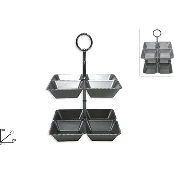 Miska pro psa PROHOME - Etažérka 2-poschodová misky strieborná