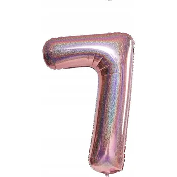Balónek Fóliový balónek ČÍSLICE 7, růžové zlato s třpytkami, velký 100 cm, na heliové narozeniny
