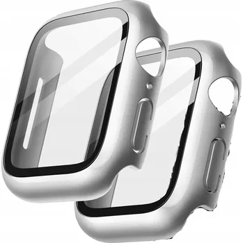 Pouzdro na mobilní telefon Pouzdro + sklo pro Apple Watch 41 mm, 2 v 1 stříbrné, 2 kusy