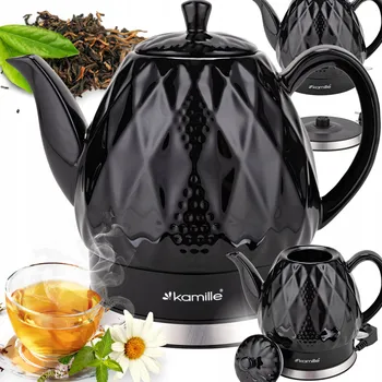 Rychlovarná konvice KERAMICKÁ BEZDRÁTOVÁ RYCHLOVARNÁ KONVICE KAMILLE 1200 W 1,5 L černá