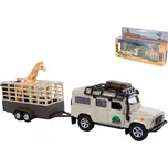 _Ostatní 1_ Auto kovové Land Rover Defender zpětný chod Safari set s přívěsem a žirafou