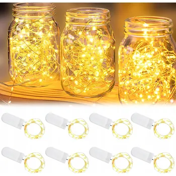 Vánoční dekorace 8X DEKORATIVNÍ SVĚTÝLKA na měděném drátku 2m 20LED na baterie vánoční