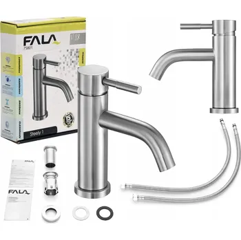Vodovodní baterie Stojánková umyvadlová baterie Fala Steely, stříbrná