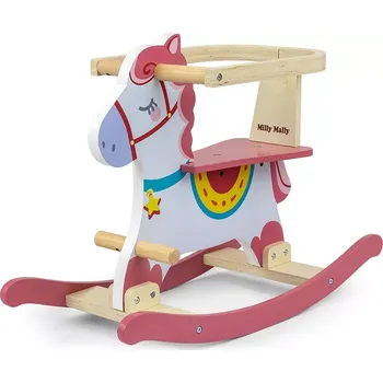Houpací kůň Milly Mally houpací koník dřevěný Lucky 12 růžový