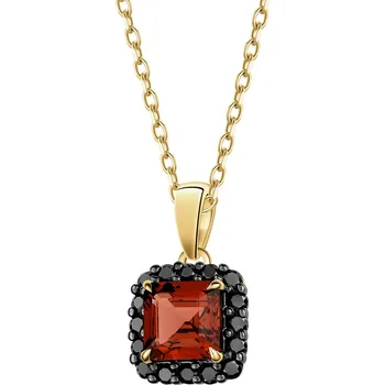 Přívěsek Zlatý přívěsek s černými brilianty a granátem - ryzost 585 - 189.395