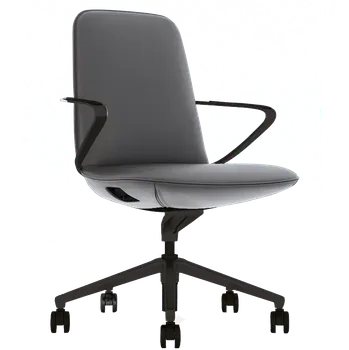 AURA MEETING - BLACK, křeslo kancelářské, kříž černý, šedá kůže